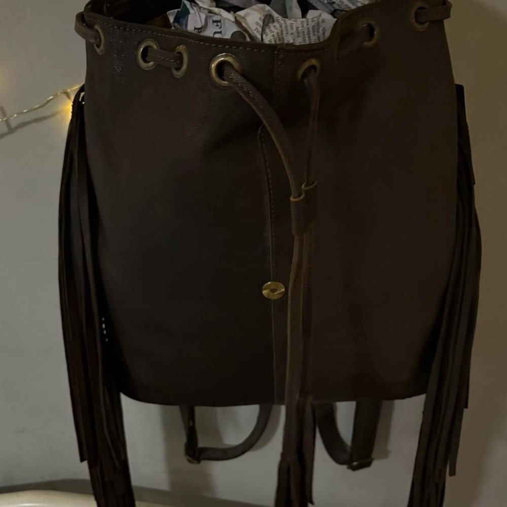 American Darling Genuine Leather Fringe Black & Teal Cowhide Backpack ADBGZ219 - Picture 2 of 7